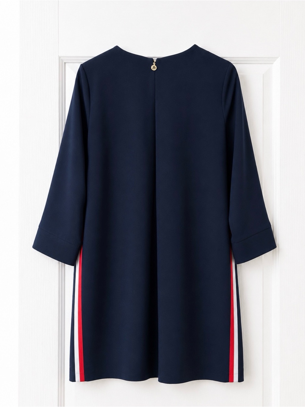 TOMMY HILFIGER NAVY LOGO STRIPED SHIFT DRESS SZ S - Picture 3 of 7